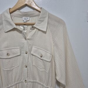 Last Chance! Le Lis Cotton Mini Dress Long-sleeved Shirtdress - SIZE Large - NWT